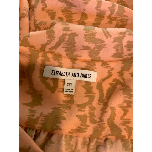 Elizabeth and James Light Pink & Brown Print Button-Up Blouse Shirt,  Size XXL - Picture 5 of 5